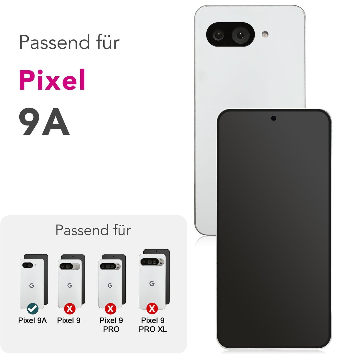 NALIA Blickschutzglas für Google Pixel 9a – Härte 9H & Kratzfest – ANTISPYX (Privacy Full-Cover) – Marke aus Berlin