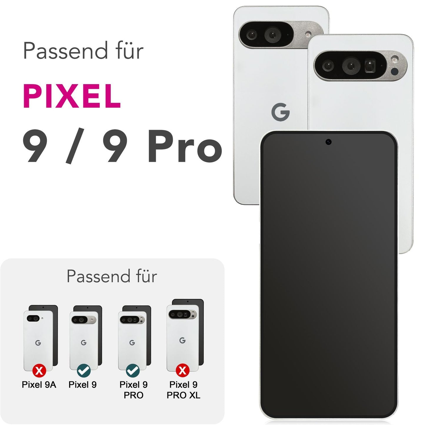 NALIA Blickschutzglas für Google Pixel 9 / 9 Pro – Härte 9H & Kratzfest – ANTISPYX (Privacy Full-Cover) – Marke aus Berlin