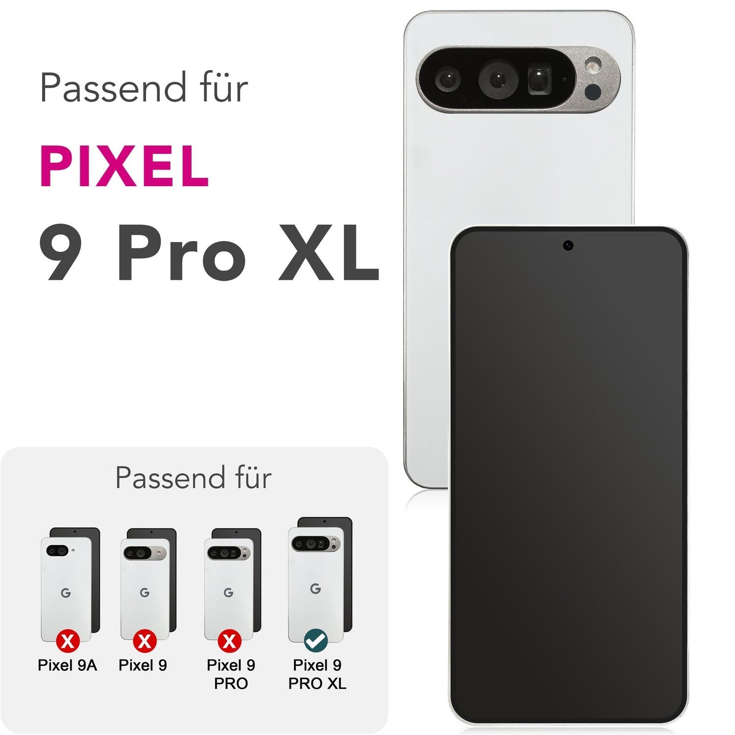NALIA Blickschutzglas für Google Pixel 9 Pro XL – Härte 9H & Kratzfest – ANTISPYX (Privacy Full-Cover) – Marke aus Berlin