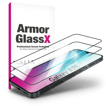 NALIA 2x Schutzglas für Samsung Galaxy A26 – Full-Screen Schutz 9H & Hüllenfreundlich – ARMORGLASSX (Display Glasfolie Transparent & 9H Härte) – Marke aus Berlin