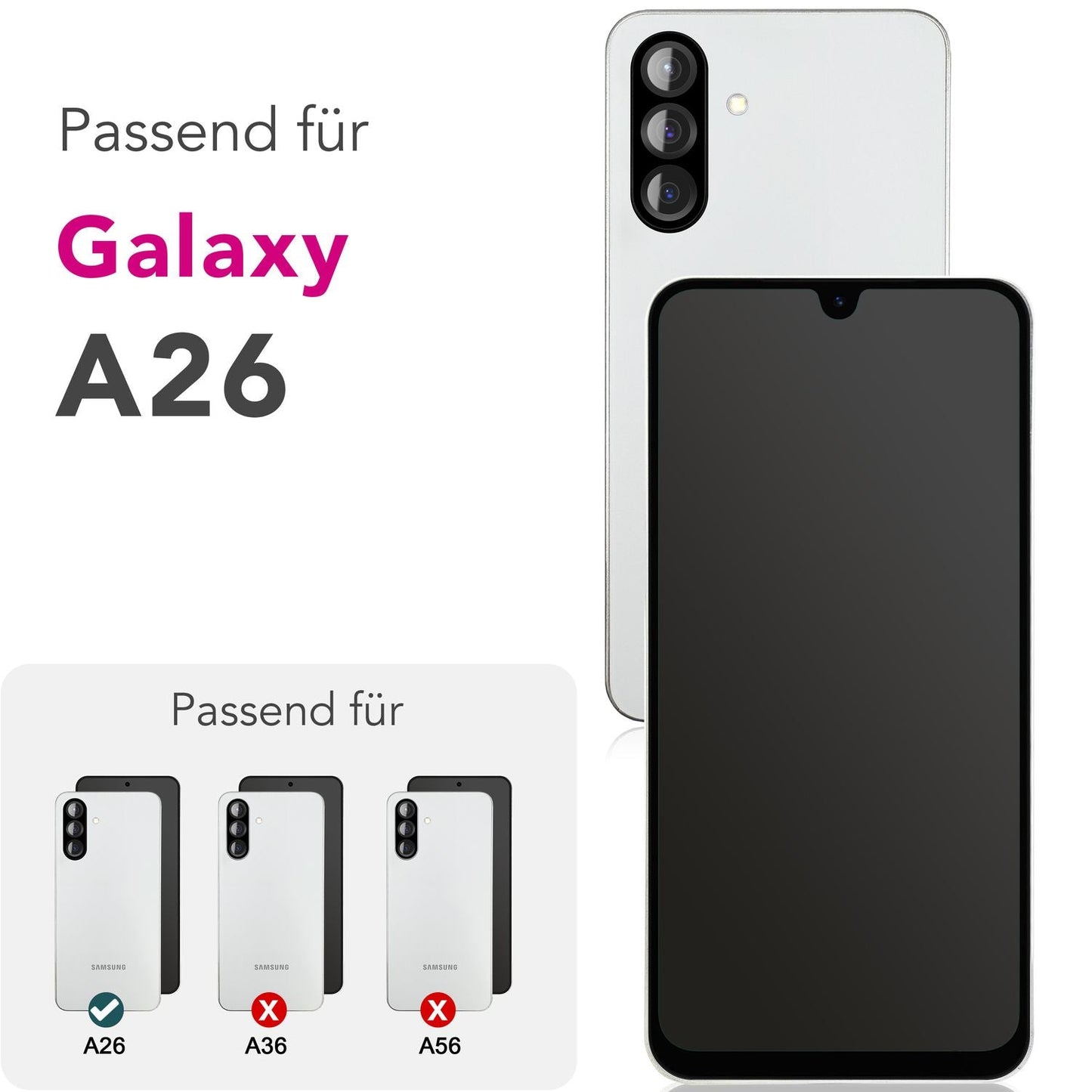 NALIA Blickschutzglas für Samsung Galaxy A26 – Härte 9H & Kratzfest – ANTISPYX (Privacy Full-Cover) – Marke aus Berlin