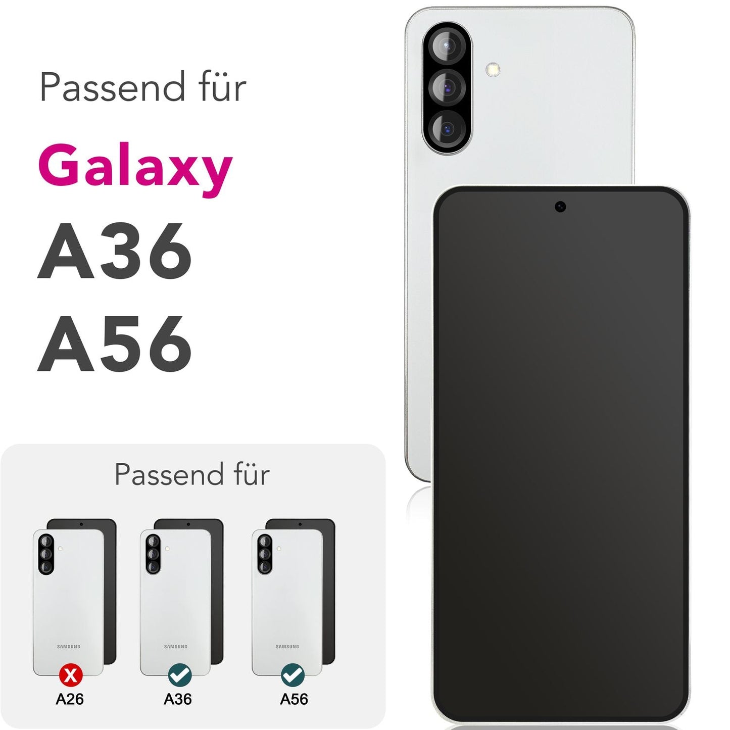 NALIA Blickschutzglas für Samsung Galaxy A36 / A56 – Härte 9H & Kratzfest – ANTISPYX (Privacy Full-Cover) – Marke aus Berlin