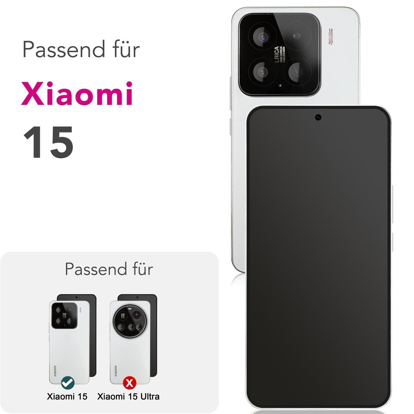 NALIA 2x Schutzglas für Xiaomi 15 – Full-Screen Schutz 9H & Hüllenfreundlich – ARMORGLASSX (Display Glasfolie Transparent & 9H Härte) – Marke aus Berlin