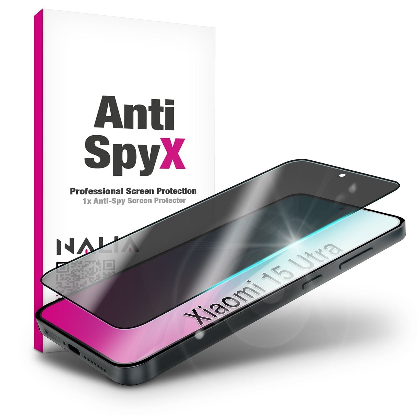 NALIA Blickschutzglas für Xiaomi 15 Ultra – Härte 9H & Kratzfest – ANTISPYX (Privacy Full-Cover) – Marke aus Berlin