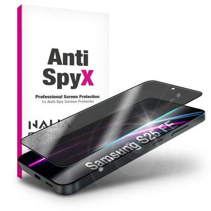 NALIA Blickschutzglas für Samsung Galaxy S25 FE – Härte 9H & Kratzfest – ANTISPYX (Privacy Full-Cover) – Marke aus Berlin