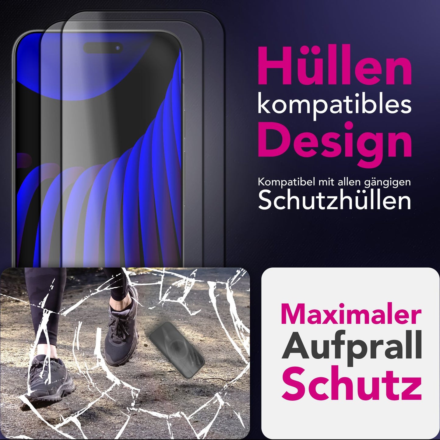 NALIA ArmorGlassX passend für Apple iPhone 17 Glas (super klarer Displayschutz), 2x Schutzglas 9H gehärtet, Anti-Fingerprint, Kratzfest, Hüllen-freundlich, Touch-sensitiv, Oleophob, schwarzer Rahmen