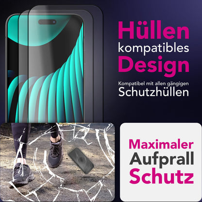 NALIA ArmorGlassX passend für Apple iPhone 17 Air Glas (super klarer Displayschutz), 2x Schutzglas 9H Härte, Kratzfest, Splitterfrei, Case-friendly, Touch-sensitiv, Anti-Schlieren, schwarzer Rahmen