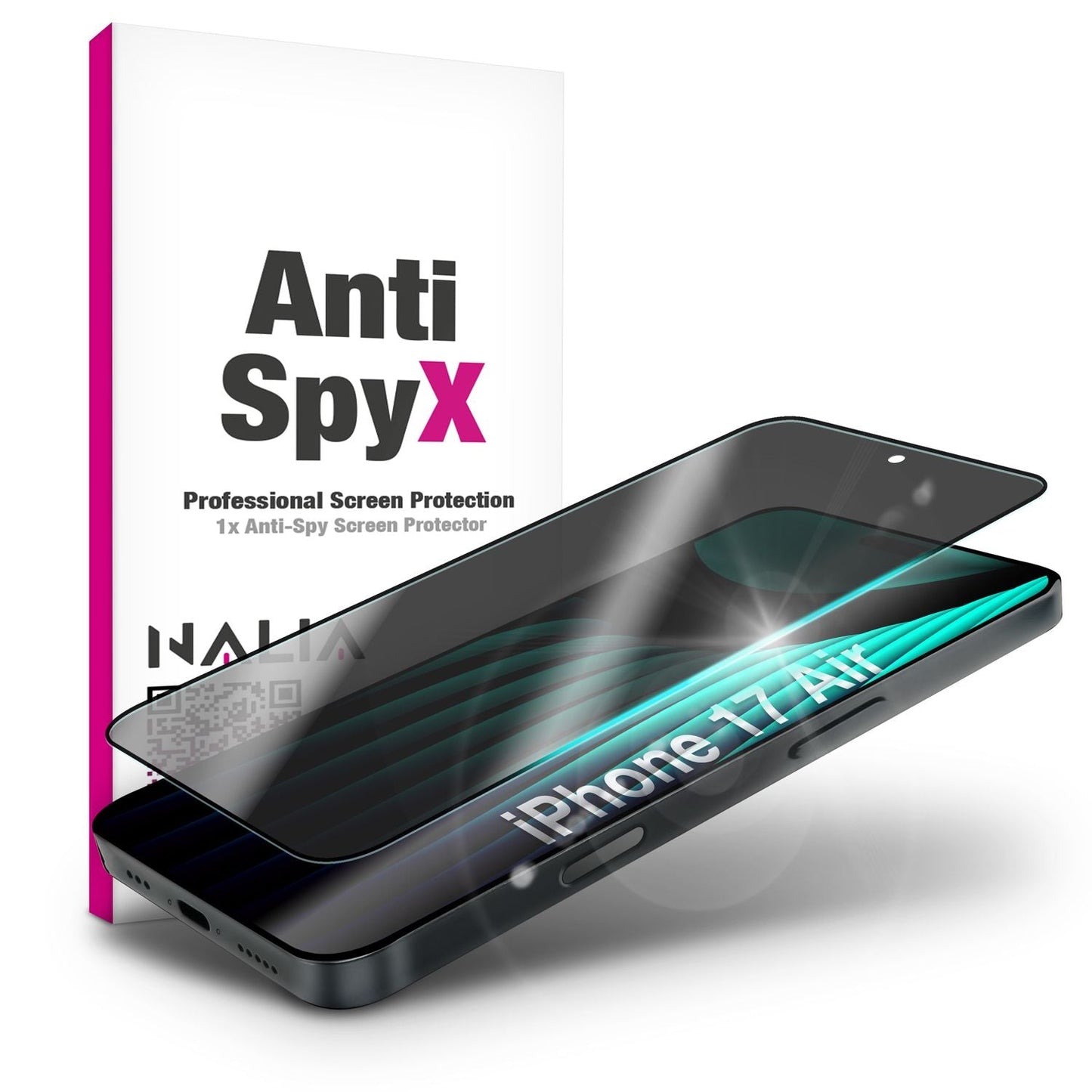 NALIA AntiSpyX passend für Apple iPhone 17 Air Glas (Diskreter Blickschutz), Privacy Schutzglas mit 9H Härte, Anti-Spy Technologie, Kratzfest, Oleophob, Touch-optimiert, Blasenfrei, Hüllen-freundlich