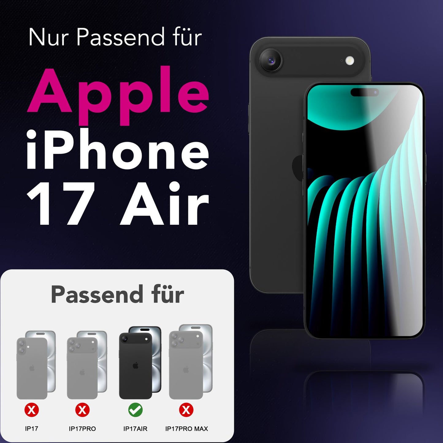 NALIA AntiSpyX passend für Apple iPhone 17 Air Glas (Diskreter Blickschutz), Privacy Schutzglas mit 9H Härte, Anti-Spy Technologie, Kratzfest, Oleophob, Touch-optimiert, Blasenfrei, Hüllen-freundlich