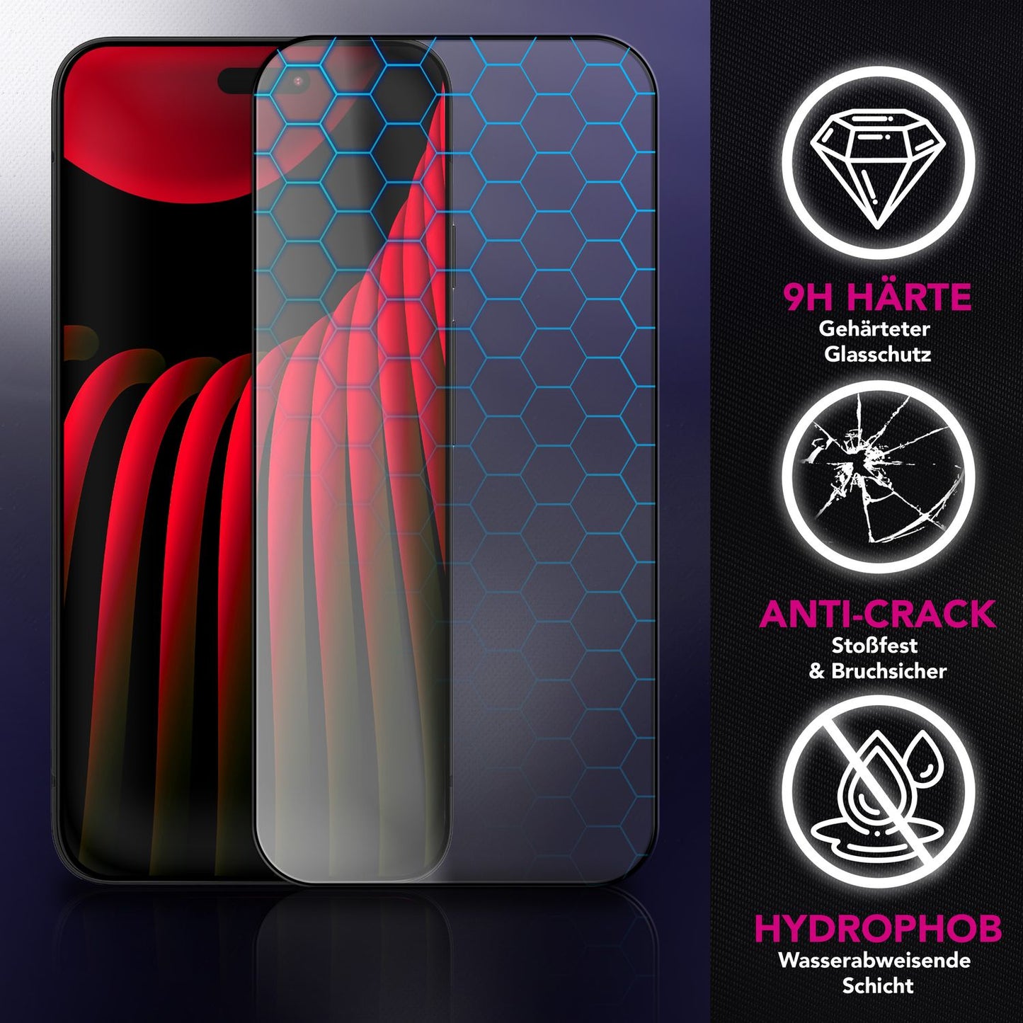 NALIA ArmorGlassX passend für Apple iPhone 17 Pro Glas (super klarer Displayschutz), 2x Schutzglas 9H Härte, Touch-sensitiv, Kratzfest, Anti-Flecken, Splitterfrei, Case-kompatibel, schwarzer Rahmen