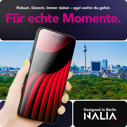 NALIA ArmorGlassX passend für Apple iPhone 17 Pro Glas (super klarer Displayschutz), 2x Schutzglas 9H Härte, Touch-sensitiv, Kratzfest, Anti-Flecken, Splitterfrei, Case-kompatibel, schwarzer Rahmen