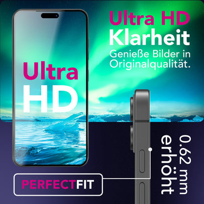 NALIA ArmorGlassX passend für Apple iPhone 17 Pro Glas (super klarer Displayschutz), 2x Schutzglas 9H Härte, Touch-sensitiv, Kratzfest, Anti-Flecken, Splitterfrei, Case-kompatibel, schwarzer Rahmen