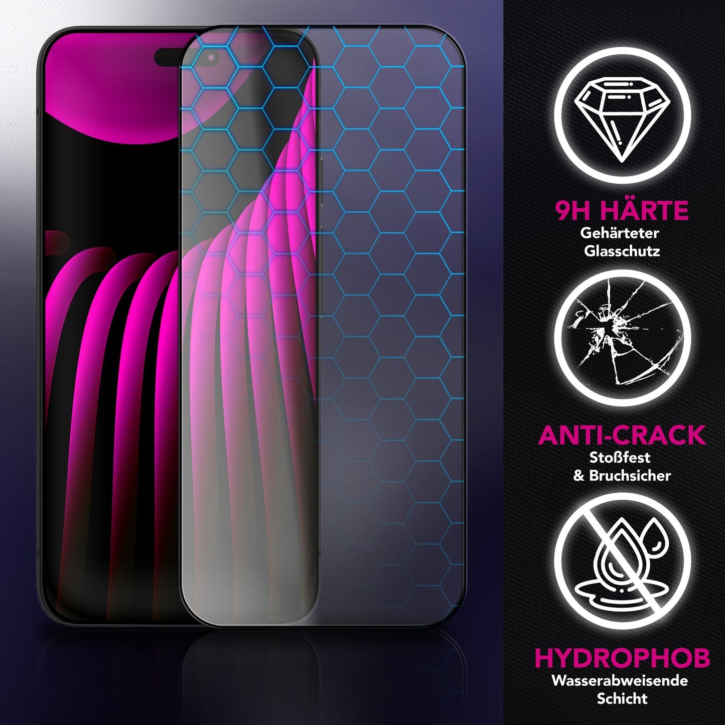 NALIA ArmorGlassX passend für Apple iPhone 17 Pro Max Glas (super klarer Displayschutz), 2x Schutzglas 9H gehärtet, Kratzfest, Touch-optimiert, Hüllen-kompatibel, Anti-Fingerabdruck, schwarzer Rahmen