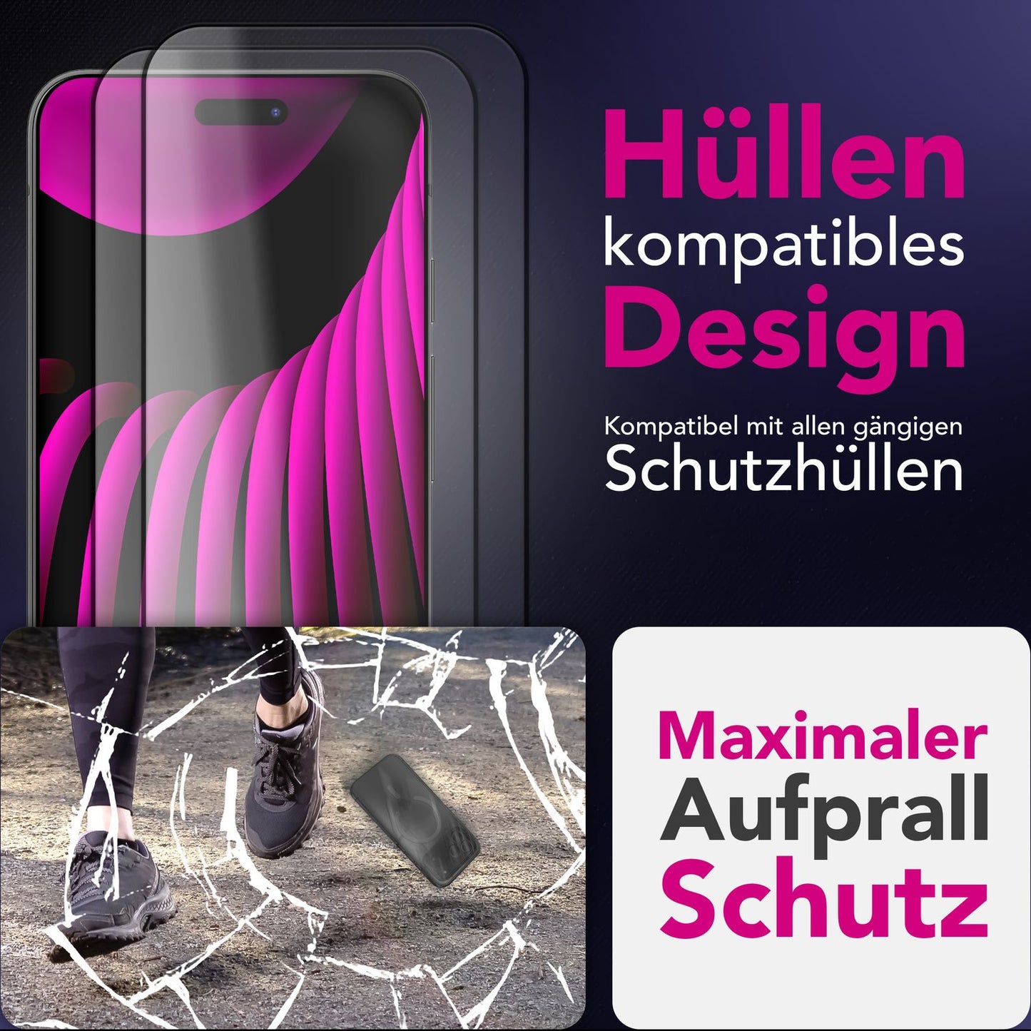 NALIA ArmorGlassX passend für Apple iPhone 17 Pro Max Glas (super klarer Displayschutz), 2x Schutzglas 9H gehärtet, Kratzfest, Touch-optimiert, Hüllen-kompatibel, Anti-Fingerabdruck, schwarzer Rahmen