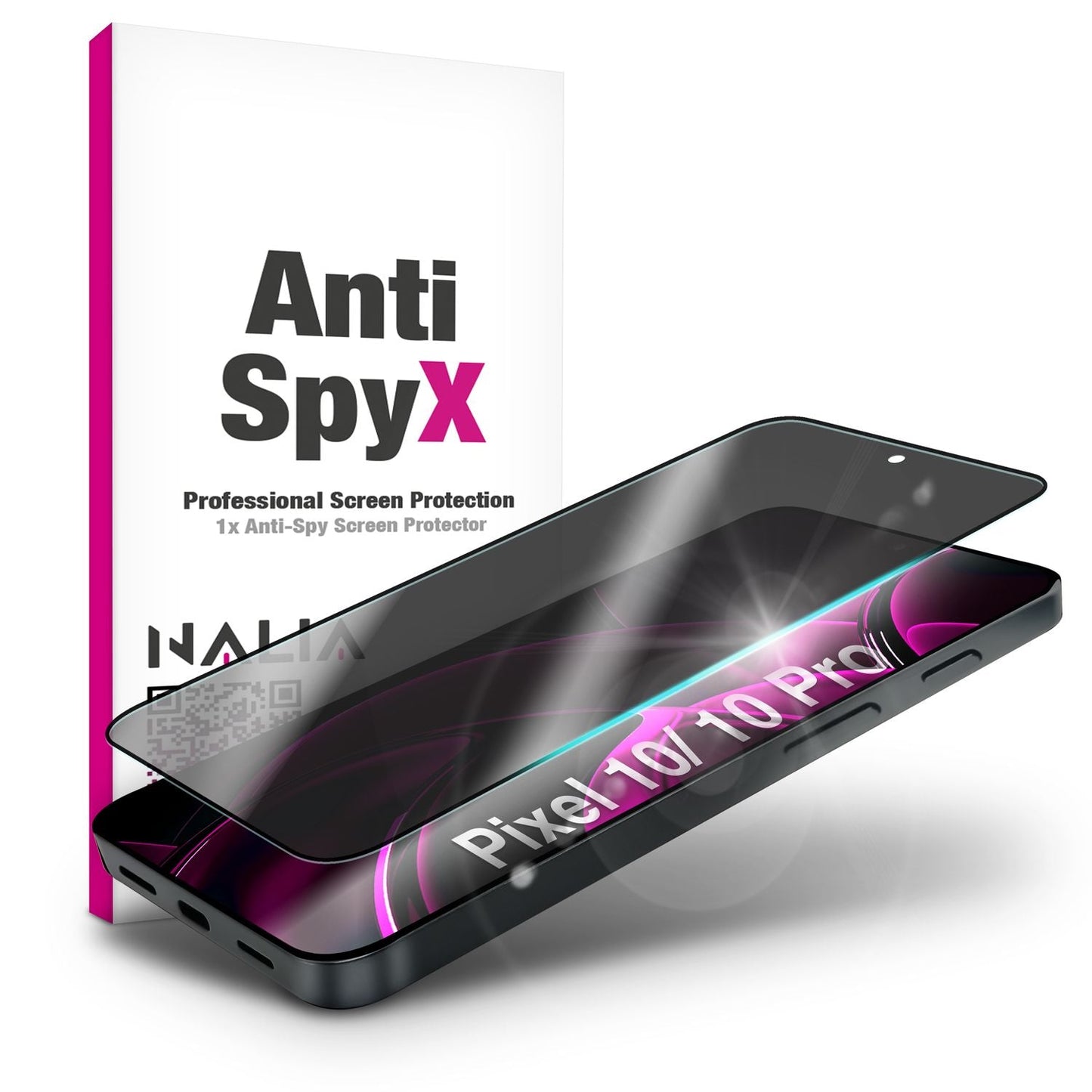 NALIA Blickschutzglas für Google Pixel 10 / 10 Pro – Härte 9H & Kratzfest – ANTISPYX (Privacy Full-Cover) – Marke aus Berlin