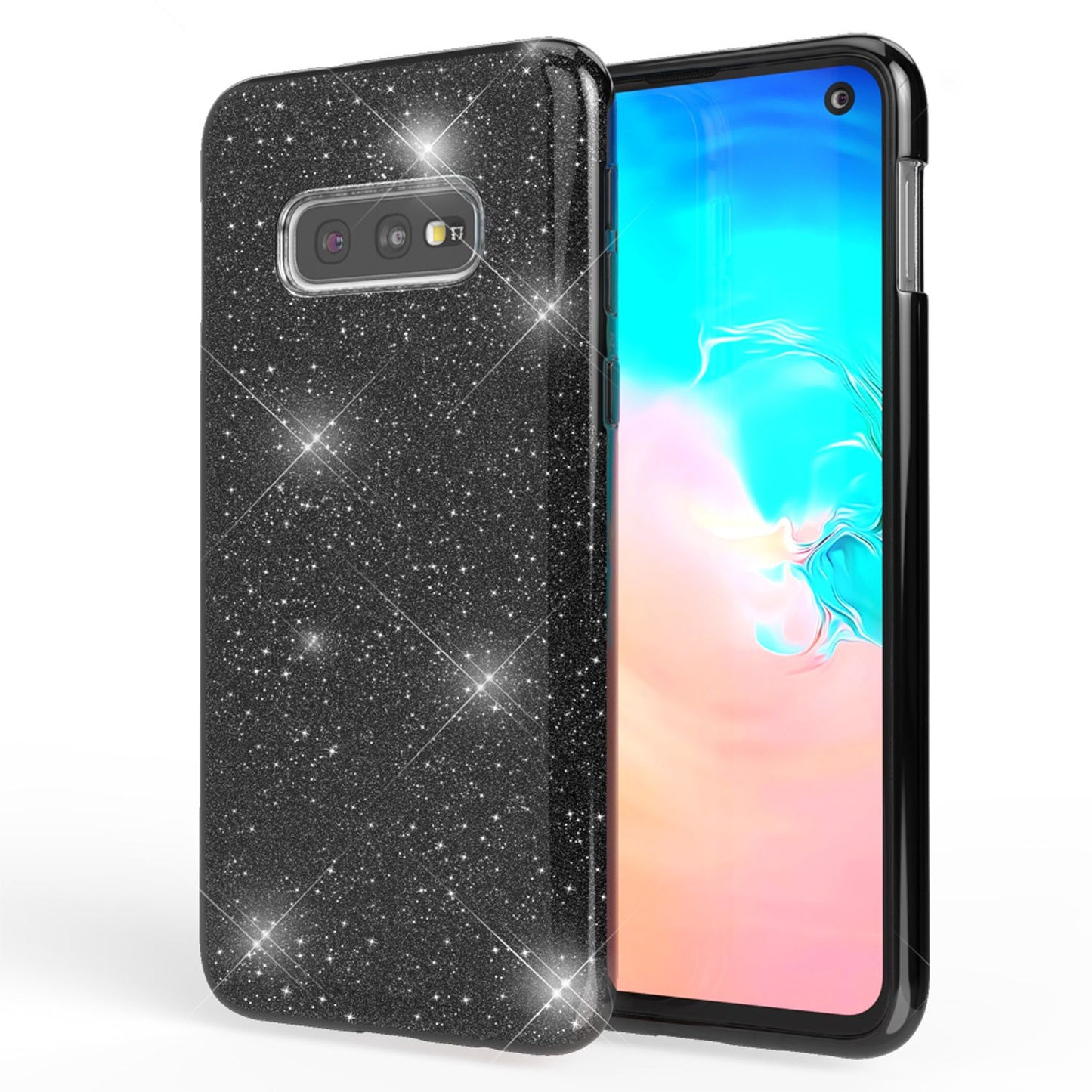 NALIA Hülle kompatibel mit Samsung Galaxy S10e, Glitzer Handyhülle Ultra-Slim Silikon-Case Back-Cover Schutzhülle, Glitter Sparkle Handy-Tasche Bumper Dünnes Bling Strass Etui Schutz