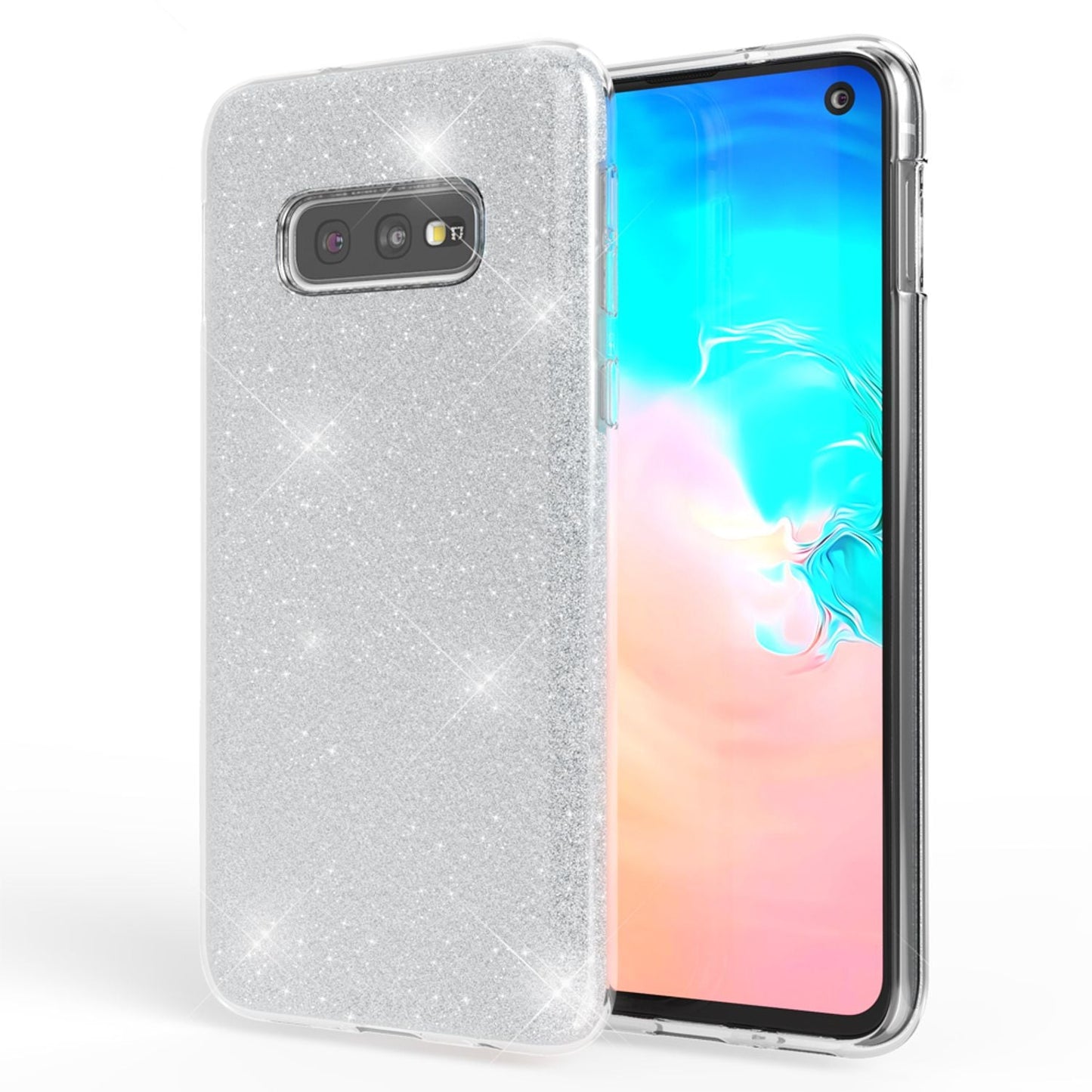 NALIA Hülle kompatibel mit Samsung Galaxy S10e, Glitzer Handyhülle Ultra-Slim Silikon-Case Back-Cover Schutzhülle, Glitter Sparkle Handy-Tasche Bumper Dünnes Bling Strass Etui Schutz