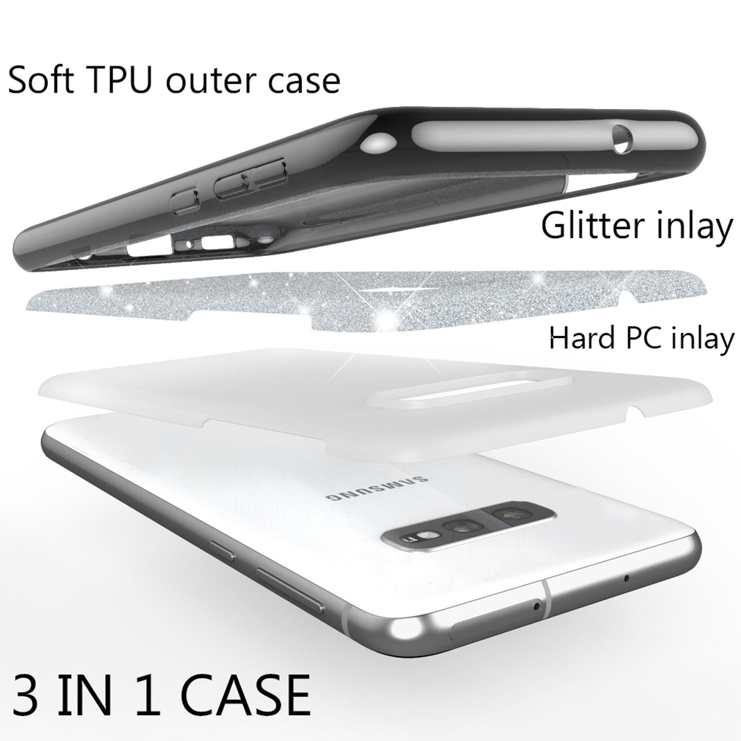 NALIA Hülle kompatibel mit Samsung Galaxy S10e, Glitzer Handyhülle Ultra-Slim Silikon-Case Back-Cover Schutzhülle, Glitter Sparkle Handy-Tasche Bumper Dünnes Bling Strass Etui Schutz