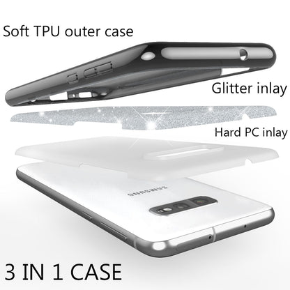 NALIA Hülle kompatibel mit Samsung Galaxy S10e, Glitzer Handyhülle Ultra-Slim Silikon-Case Back-Cover Schutzhülle, Glitter Sparkle Handy-Tasche Bumper Dünnes Bling Strass Etui Schutz