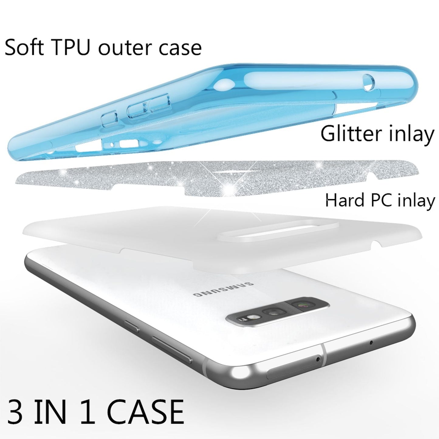 NALIA Hülle kompatibel mit Samsung Galaxy S10e, Glitzer Handyhülle Ultra-Slim Silikon-Case Back-Cover Schutzhülle, Glitter Sparkle Handy-Tasche Bumper Dünnes Bling Strass Etui Schutz