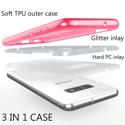 NALIA Hülle kompatibel mit Samsung Galaxy S10e, Glitzer Handyhülle Ultra-Slim Silikon-Case Back-Cover Schutzhülle, Glitter Sparkle Handy-Tasche Bumper Dünnes Bling Strass Etui Schutz