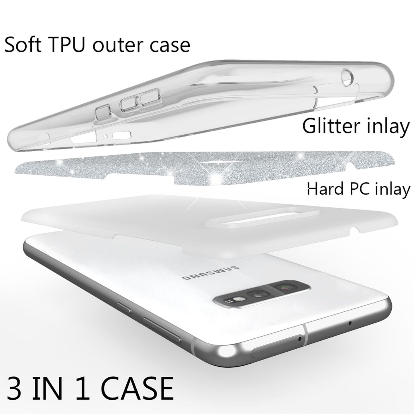 NALIA Hülle kompatibel mit Samsung Galaxy S10e, Glitzer Handyhülle Ultra-Slim Silikon-Case Back-Cover Schutzhülle, Glitter Sparkle Handy-Tasche Bumper Dünnes Bling Strass Etui Schutz