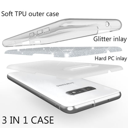 NALIA Hülle kompatibel mit Samsung Galaxy S10e, Glitzer Handyhülle Ultra-Slim Silikon-Case Back-Cover Schutzhülle, Glitter Sparkle Handy-Tasche Bumper Dünnes Bling Strass Etui Schutz
