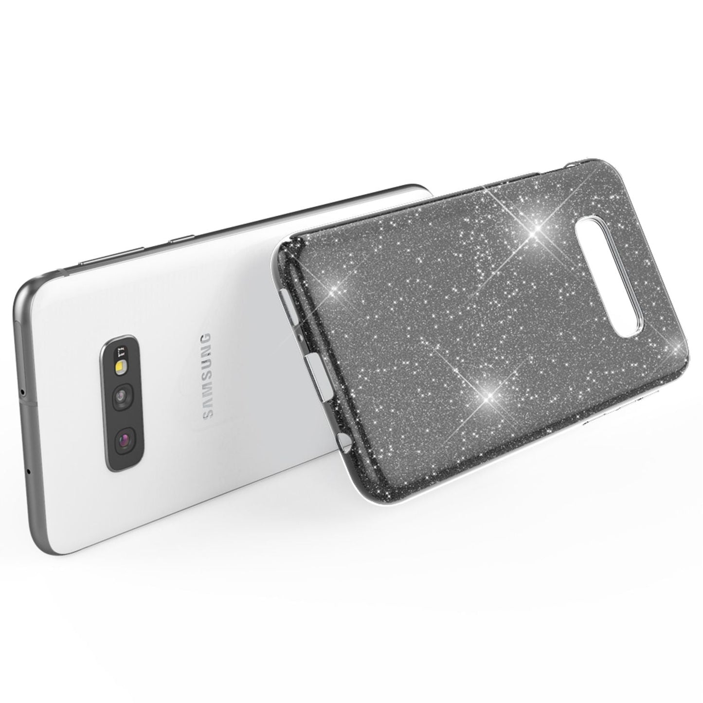 NALIA Hülle kompatibel mit Samsung Galaxy S10e, Glitzer Handyhülle Ultra-Slim Silikon-Case Back-Cover Schutzhülle, Glitter Sparkle Handy-Tasche Bumper Dünnes Bling Strass Etui Schutz