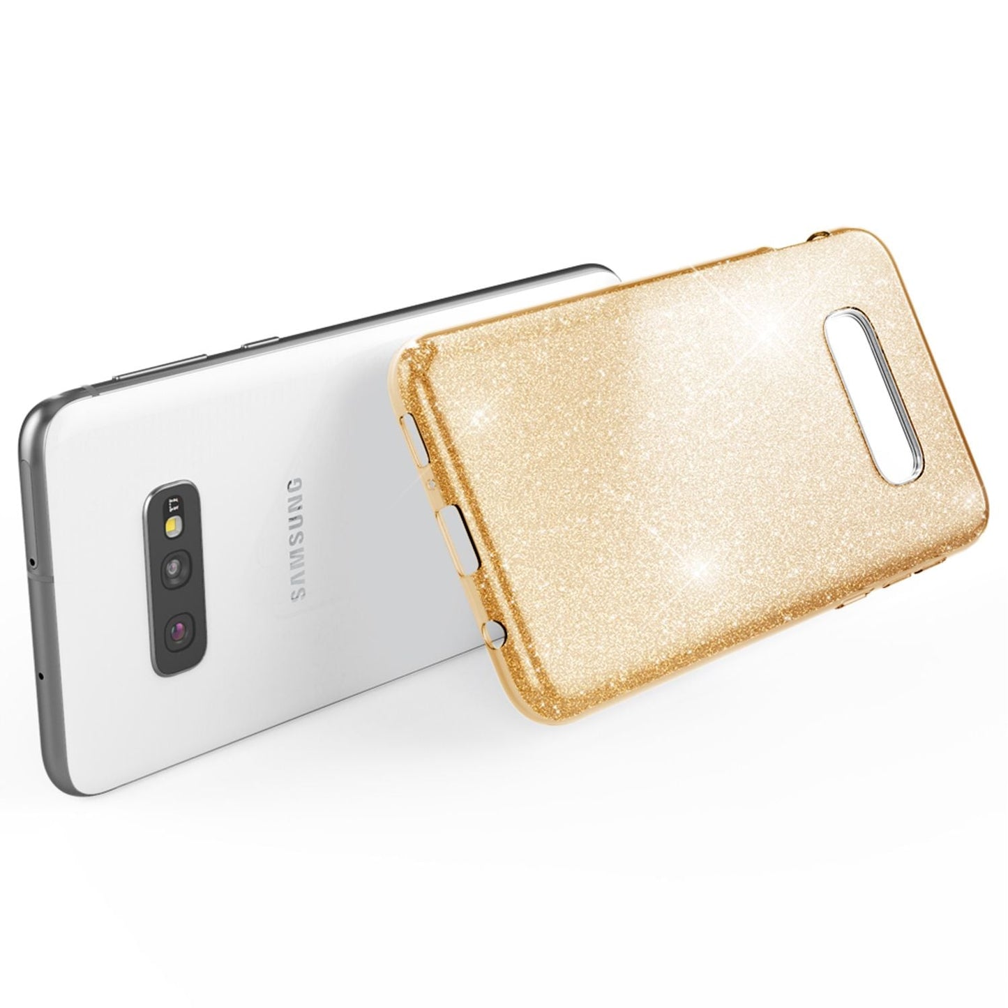NALIA Hülle kompatibel mit Samsung Galaxy S10e, Glitzer Handyhülle Ultra-Slim Silikon-Case Back-Cover Schutzhülle, Glitter Sparkle Handy-Tasche Bumper Dünnes Bling Strass Etui Schutz