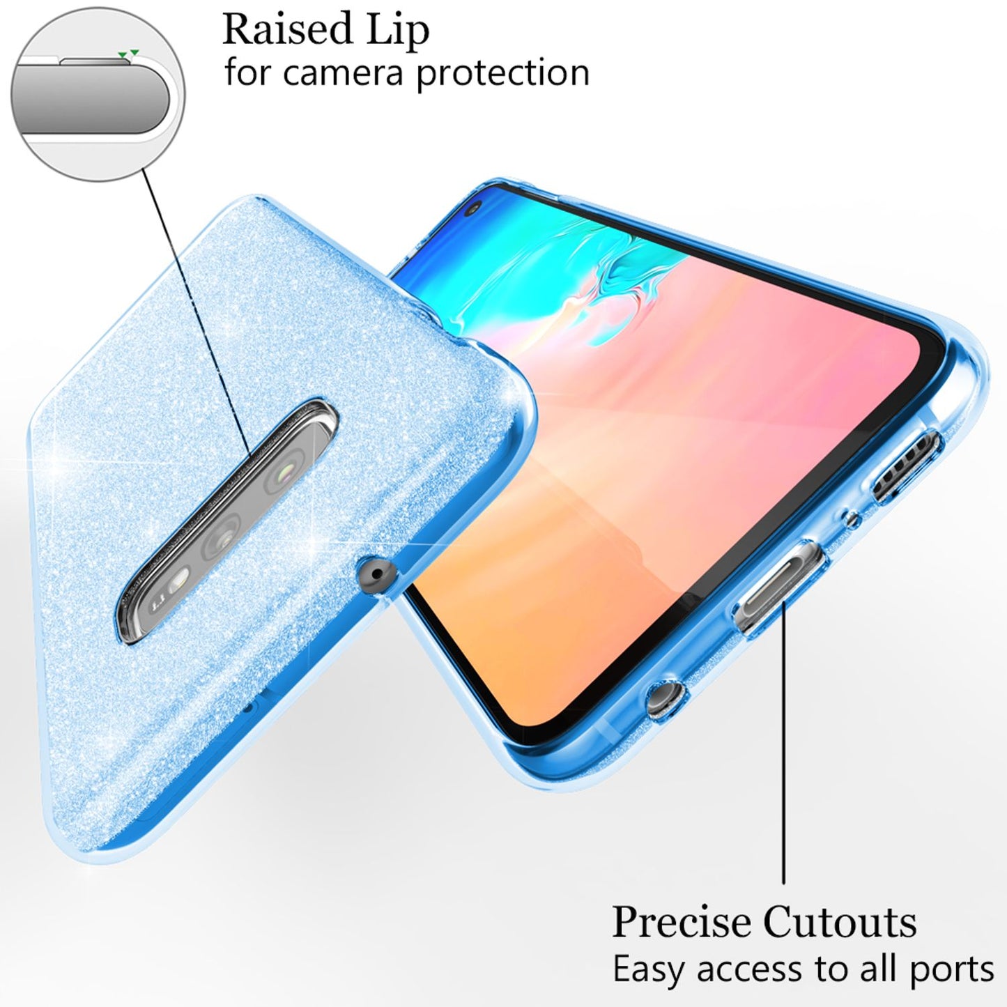 NALIA Hülle kompatibel mit Samsung Galaxy S10e, Glitzer Handyhülle Ultra-Slim Silikon-Case Back-Cover Schutzhülle, Glitter Sparkle Handy-Tasche Bumper Dünnes Bling Strass Etui Schutz