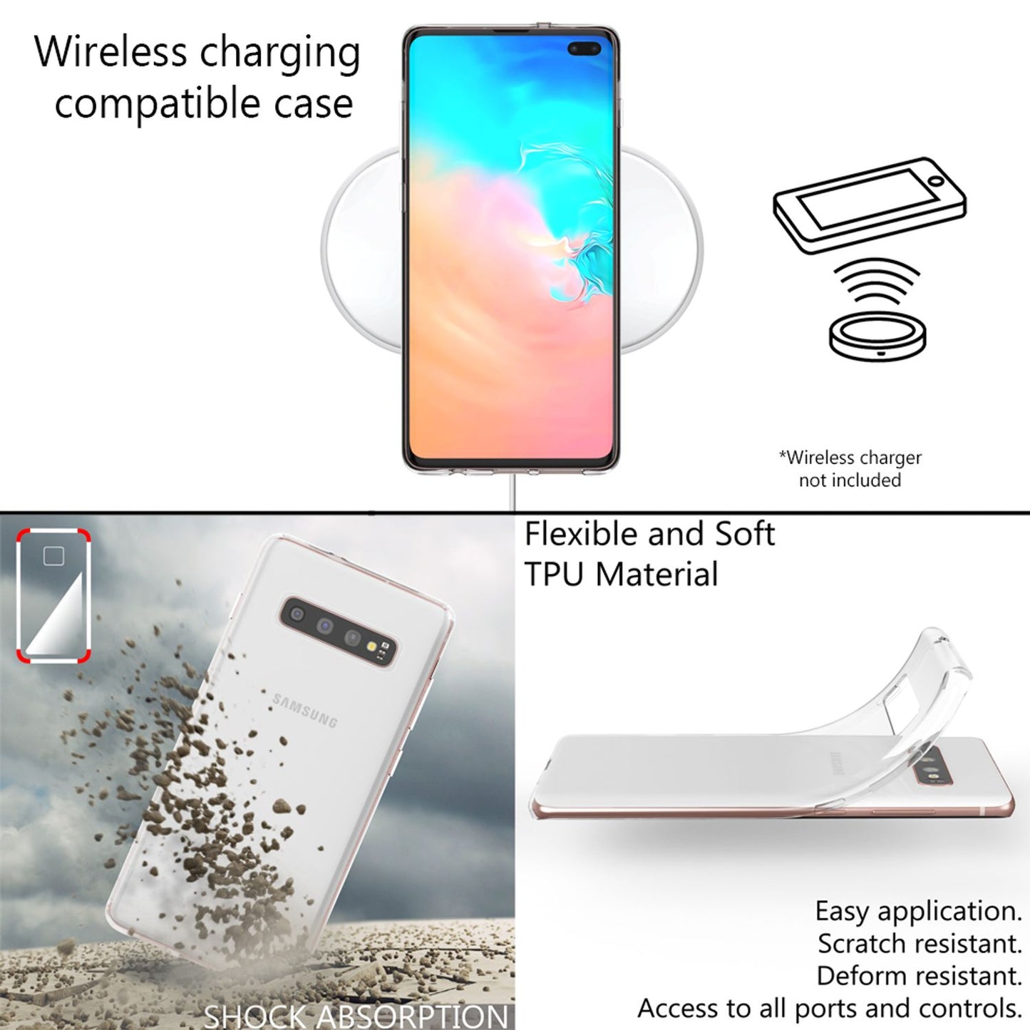 NALIA Handyhülle kompatibel mit Samsung Galaxy S10 Plus, Ultra-Slim Silikon Hülle Motiv Case Cover Crystal Schutzhülle, Durchsichtig Etui Handy-Tasche Backcover Transparent Bumper