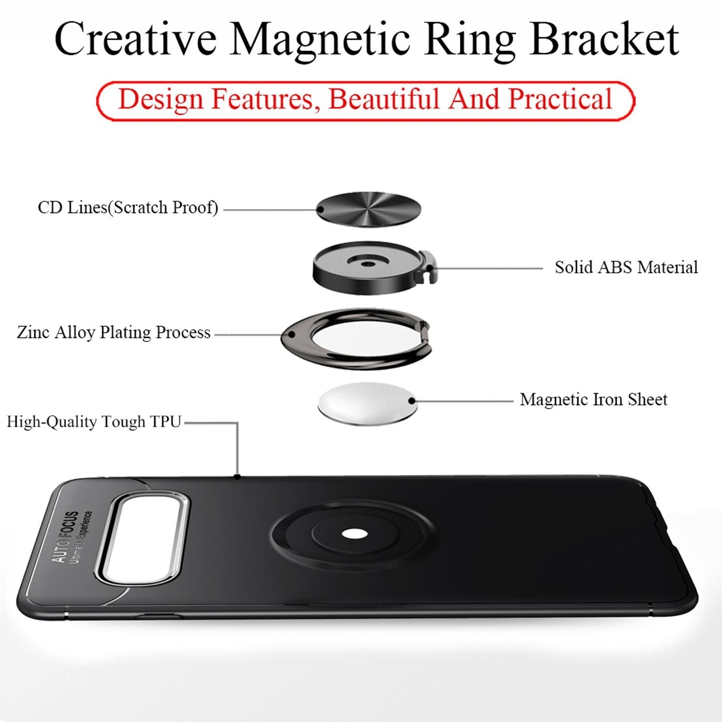 NALIA Ringhülle für Samsung Galaxy S10 – Ring-Ständer 360° & für Magnet-Halter – GRIP360 (Mattiertes Silikon Case) – Marke aus Berlin