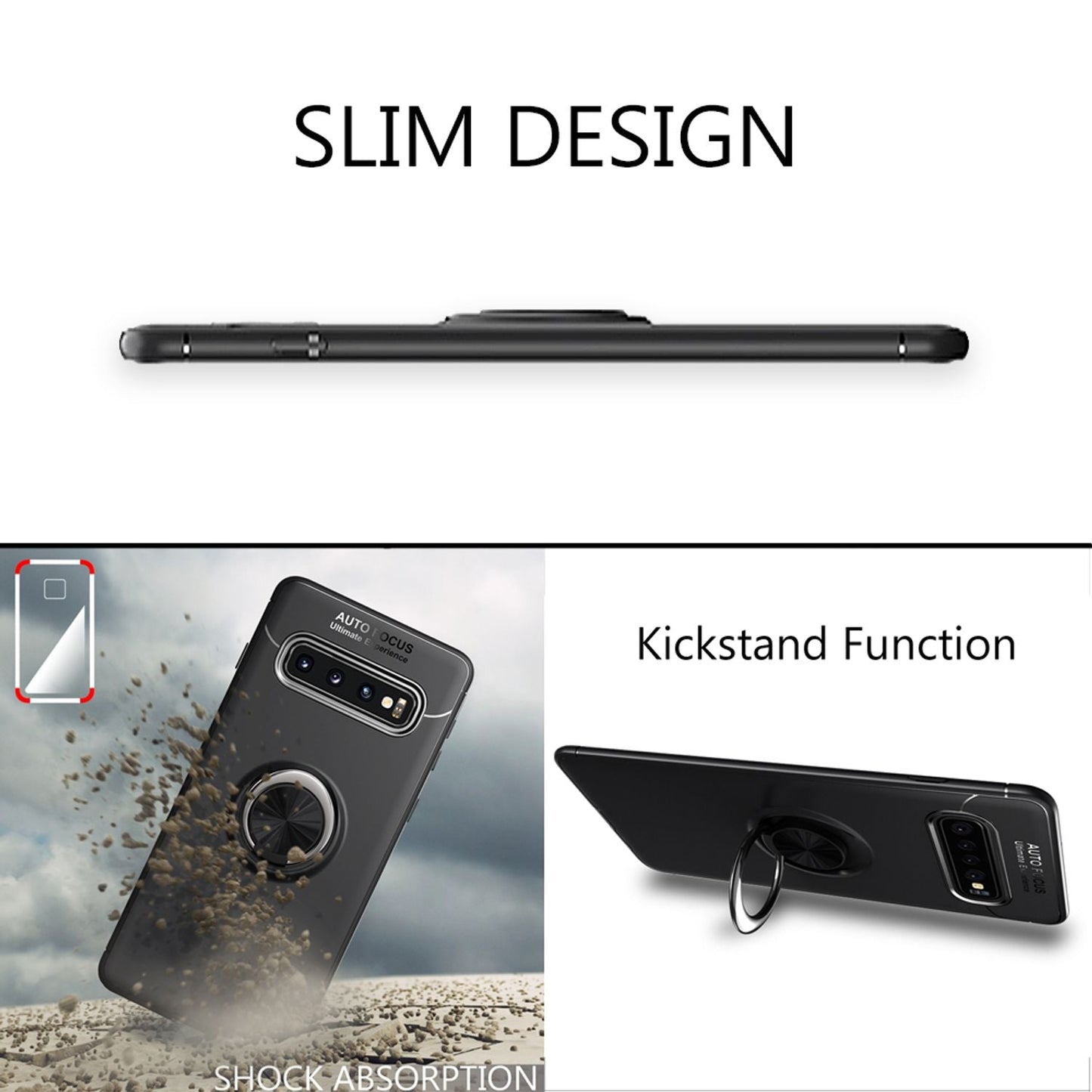 NALIA Ring Hülle kompatibel mit Samsung Galaxy S10 Plus, Schutzhülle Cover magnetische Silikon Handyhülle für KFZ-Halterung 360-Grad Finger-Halter, Dünnes Case Ständer Slim Etui Bumper