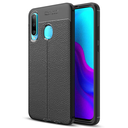 NALIA Design Case kompatibel mit Huawei P30 Lite Hülle, Leder Optik Stylische Handyhülle Stoßfeste Silikon Schutzhülle, Slim Phone Backcover Dünne Handy-Tasche Leather Cover Etui Kratzfest - Schwarz