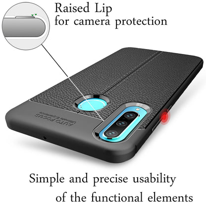 NALIA Design Case kompatibel mit Huawei P30 Lite Hülle, Leder Optik Stylische Handyhülle Stoßfeste Silikon Schutzhülle, Slim Phone Backcover Dünne Handy-Tasche Leather Cover Etui Kratzfest - Schwarz