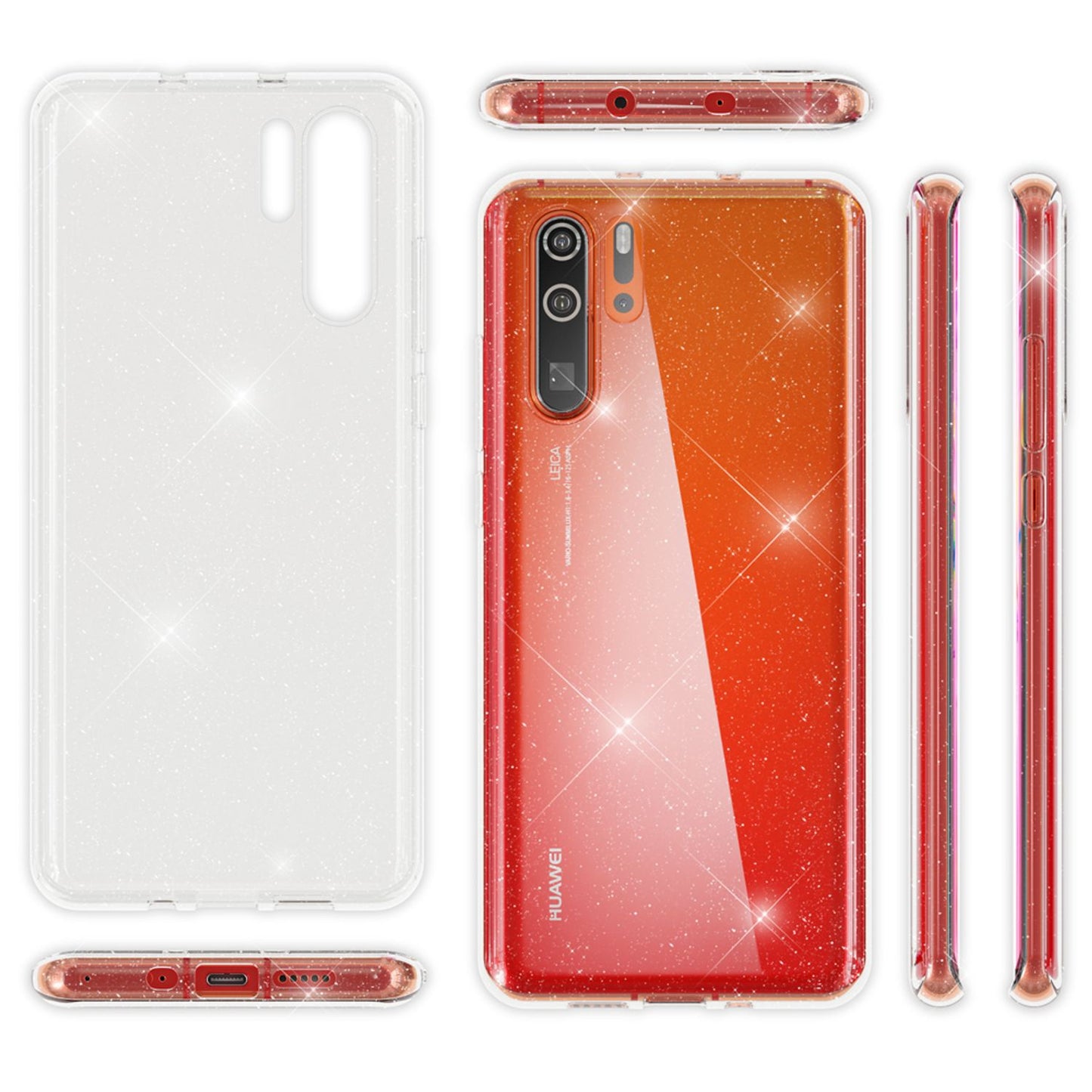 NALIA Glitzerhülle für Huawei P30 Pro – Funkelndes Silikon Case – DAZZLIN (Transparent & Stoßfest) – Marke aus Berlin