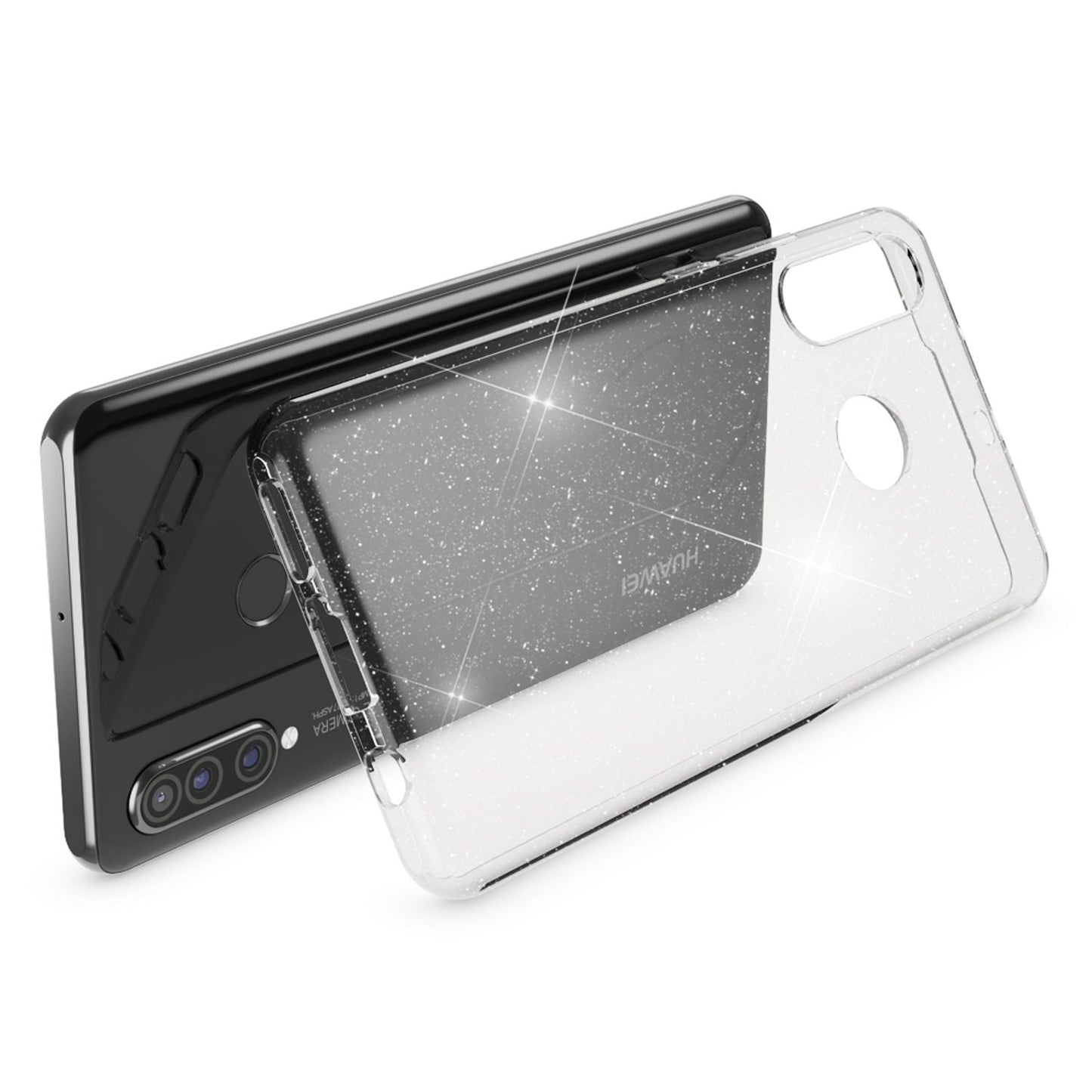 NALIA Glitzerhülle für Huawei P30 Lite – Funkelndes Silikon Case – DAZZLIN (Transparent & Stoßfest) – Marke aus Berlin