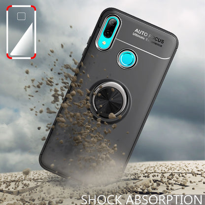 NALIA Ring Hülle kompatibel mit Huawei P smart 2019, Magnetische Silikon Handyhülle für KFZ-Halterung 360-Grad Finger-Halter, Kickstand Cover Dünne Schutzhülle Ständer Case Slim Etui Bumper - Schwarz
