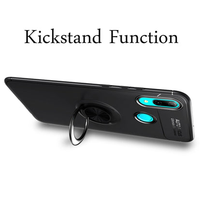 NALIA Ring Hülle kompatibel mit Huawei P smart 2019, Magnetische Silikon Handyhülle für KFZ-Halterung 360-Grad Finger-Halter, Kickstand Cover Dünne Schutzhülle Ständer Case Slim Etui Bumper - Schwarz