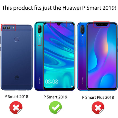 NALIA Ring Hülle kompatibel mit Huawei P smart 2019, Magnetische Silikon Handyhülle für KFZ-Halterung 360-Grad Finger-Halter, Kickstand Cover Dünne Schutzhülle Ständer Case Slim Etui Bumper - Schwarz