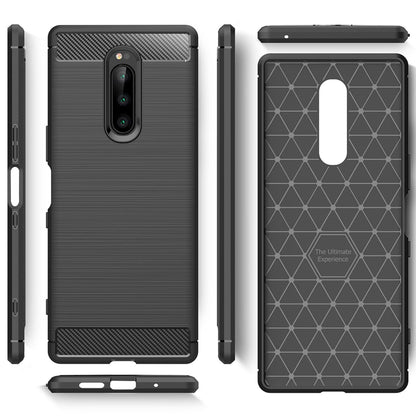 NALIA Silikonhülle für Sony Xperia 1 – Rutschfest & Matt – VORTEX (Gebürstete Optik & Carbon Design) – Marke aus Berlin