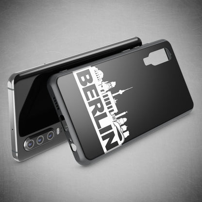 NALIA Hartglas Hülle kompatibel mit Huawei P30, Original Berlin Design Motiv Hardcase aus 9H Tempered Glass & Silikon Bumper, Kratzfeste Handyhülle Cover Case