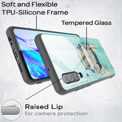 NALIA Hartglas Hülle kompatibel mit Huawei P30, Original Berlin Design Motiv Hardcase aus 9H Tempered Glass & Silikon Bumper, Kratzfeste Handyhülle Cover Case