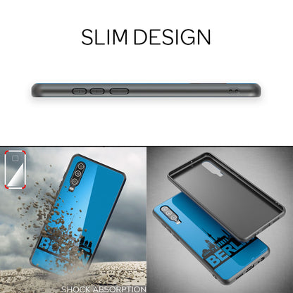 NALIA Hartglas Hülle kompatibel mit Huawei P30, Original Berlin Design Motiv Hardcase aus 9H Tempered Glass & Silikon Bumper, Kratzfeste Handyhülle Cover Case