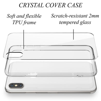 NALIA Hartglas Hülle kompatibel mit iPhone X Xs, Durchsichtiges Hardcase aus 9H Tempered Glass mit Silikon Bumper, Stoßfest & Kratzfest Handyhülle Hard Cover Case Schutzhülle Phone Etui - Transparent