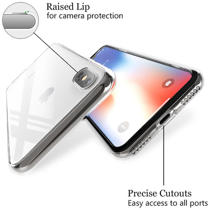 NALIA Hartglas Hülle kompatibel mit iPhone XS Max, Durchsichtiges Hardcase aus 9H Tempered Glass mit Silikon Bumper, Stoßfeste & Kratzfeste Handyhülle Hard Cover Case Schutzhülle Etui - Transparent