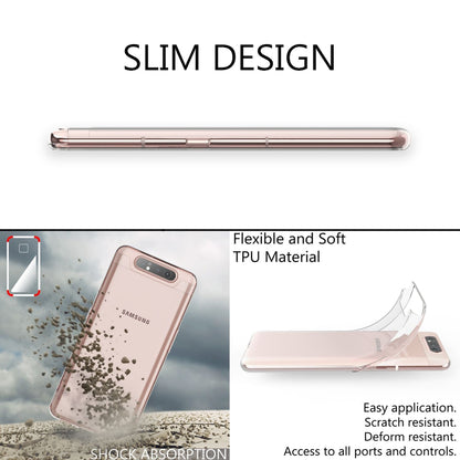 NALIA Handyhülle kompatibel mit Samsung Galaxy A80 Hülle, Dünne Durchsichtige Silikon Schutzhülle Phone Case Soft Cover, Ultra-Slim Bumper Gummi Handy-Tasche Skin Etui Schale Klar Weich - Transparent