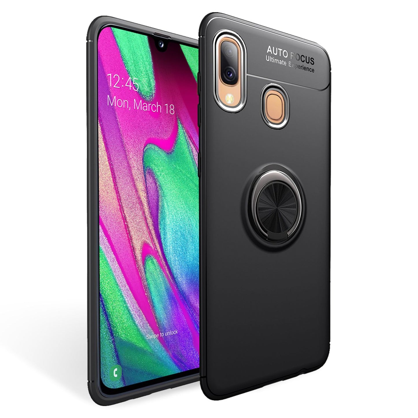 NALIA Ring Hülle kompatibel mit Samsung Galaxy A40, Silikon Handyhülle mit 360 Grad Finger-Halter für magnetische KFZ-Halterung, Schutzhülle Cover Phone Case Handy-Tasche Etui