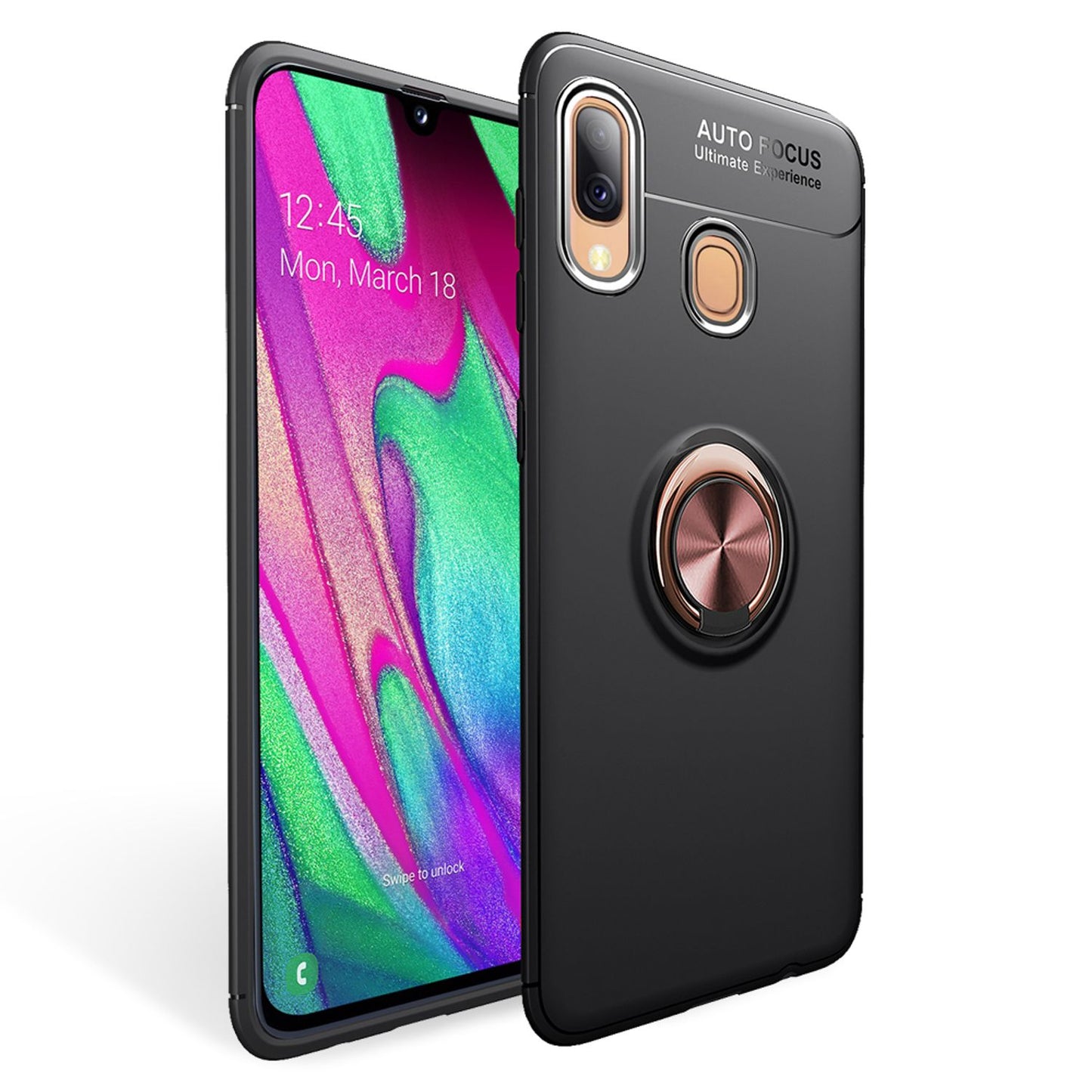 NALIA Ring Hülle kompatibel mit Samsung Galaxy A40, Silikon Handyhülle mit 360 Grad Finger-Halter für magnetische KFZ-Halterung, Schutzhülle Cover Phone Case Handy-Tasche Etui
