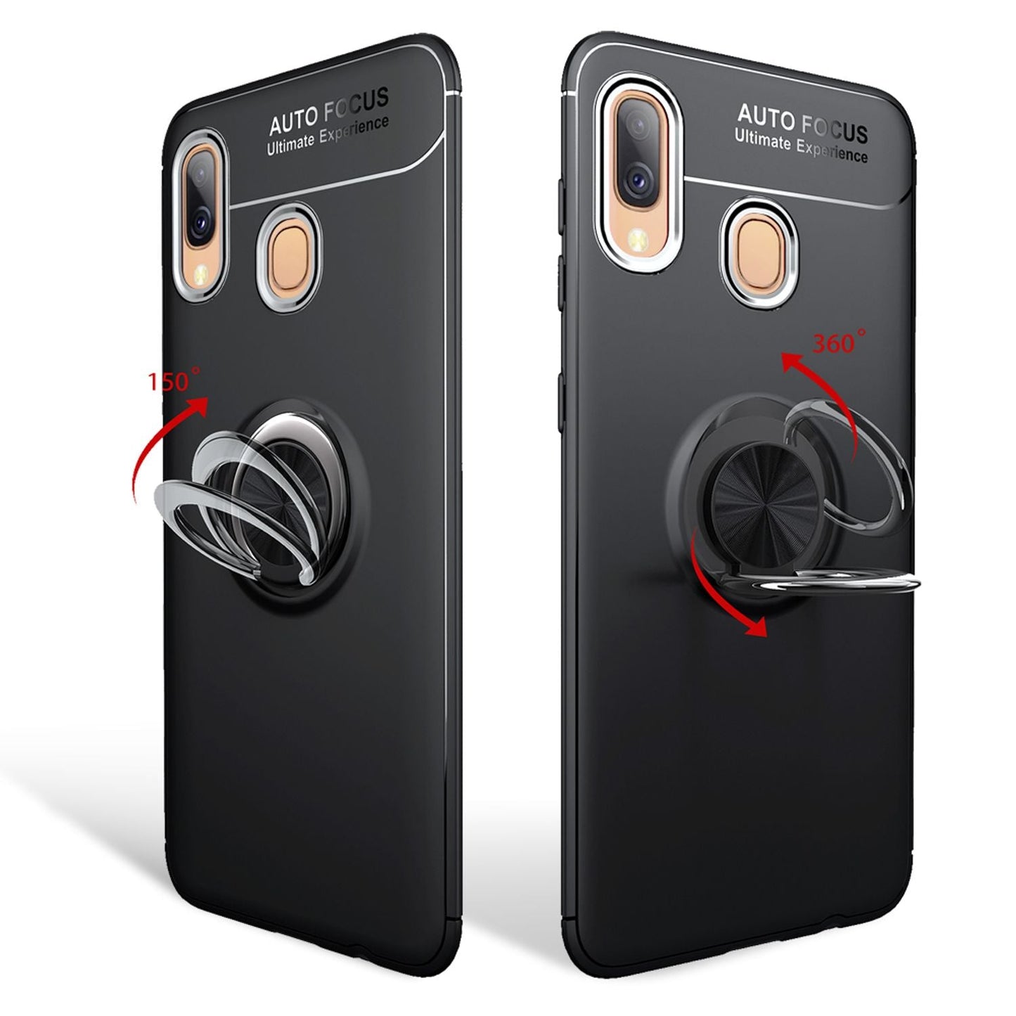 NALIA Ring Hülle kompatibel mit Samsung Galaxy A40, Silikon Handyhülle mit 360 Grad Finger-Halter für magnetische KFZ-Halterung, Schutzhülle Cover Phone Case Handy-Tasche Etui